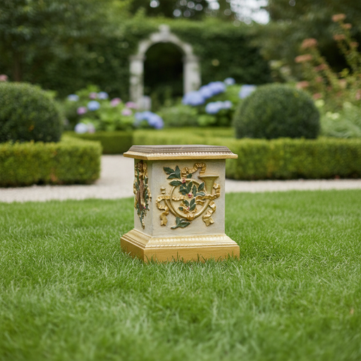 Decorative Horn Pedestal Statue (23 - Inch) Side Angle