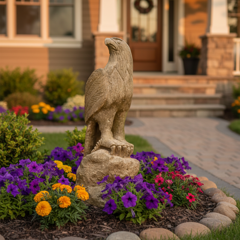 Carved Eagle Bird Garden Statue (18-Inch)