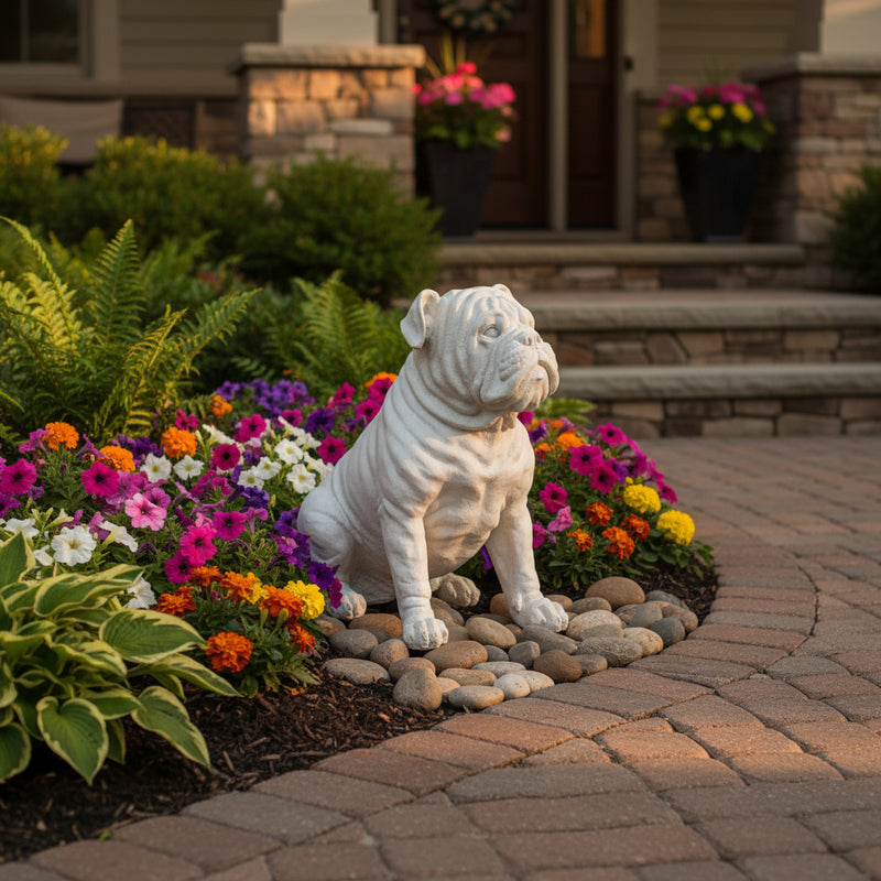 Bulldog Dog Garden Statue (18-Inch)