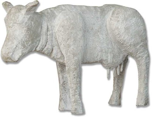 Baroque-style cow sculpture with ornate detailing and classical old world European influence, standing in a lifelike pose.