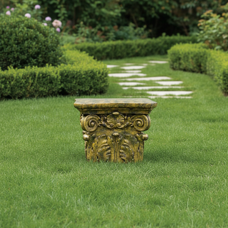 Pilaster Top Outdoor Statue (9 - Inch) Side Angle