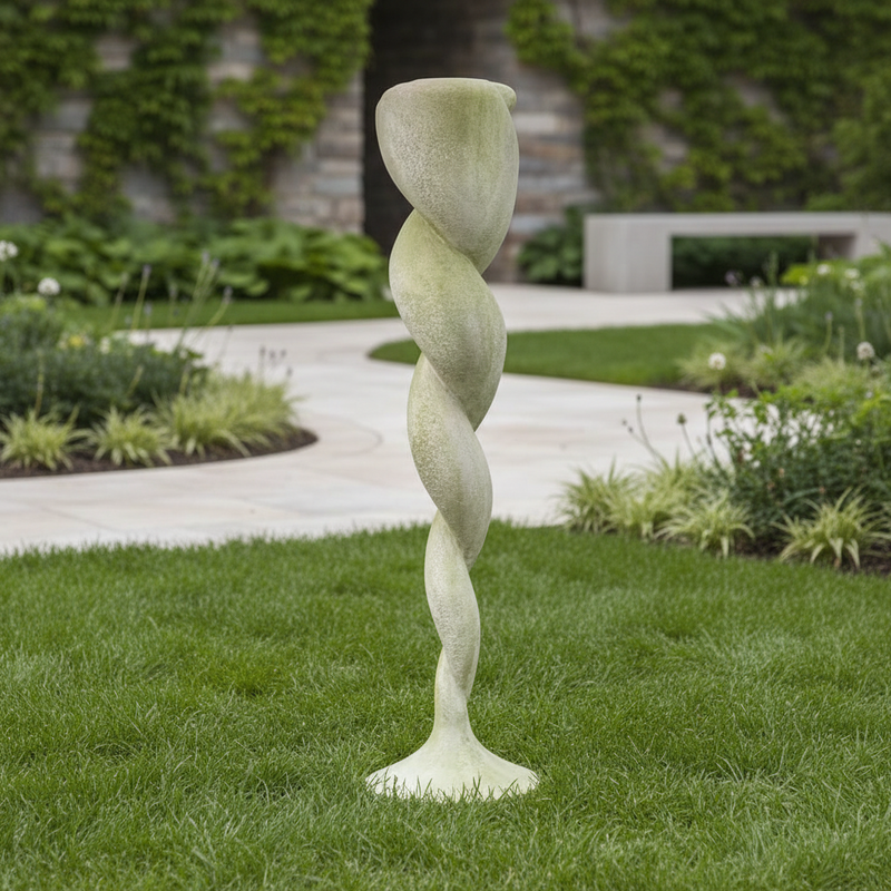 Spiral Column Outdoor Statue (66 - Inch) Side Angle