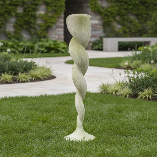 Spiral Column Outdoor Statue (66 - Inch) Side Angle