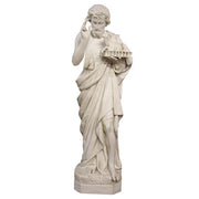 Bearded classical figure in draped robes holding a miniature architectural model, featuring ornate old world European style.
