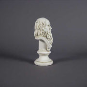 Classical Renaissance-style bust of a bearded man with detailed facial features and flowing hair on a pedestal base Other Angle