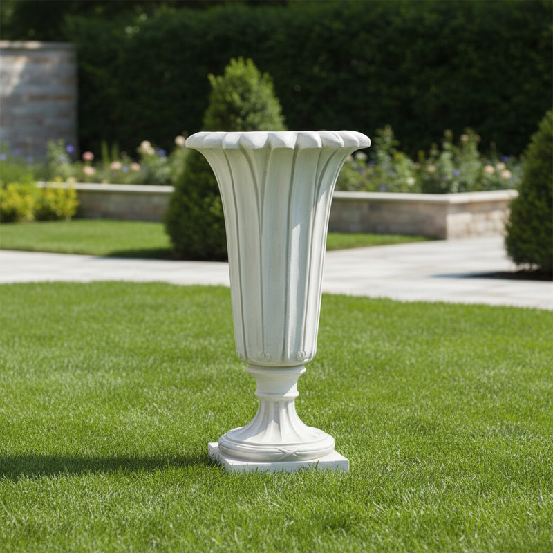 Lotus Flower Outdoor Statue (42 - Inch) Side Angle
