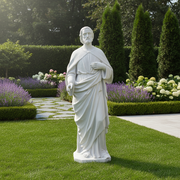 Classical Renaissance-style male saint statue with flowing robes, detailed facial features, and an ornate, old world European design. Side View