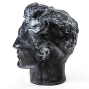Classical Greco-Roman style male bust with strong features and wavy hair, evoking Renaissance and old world European artistry. Side View