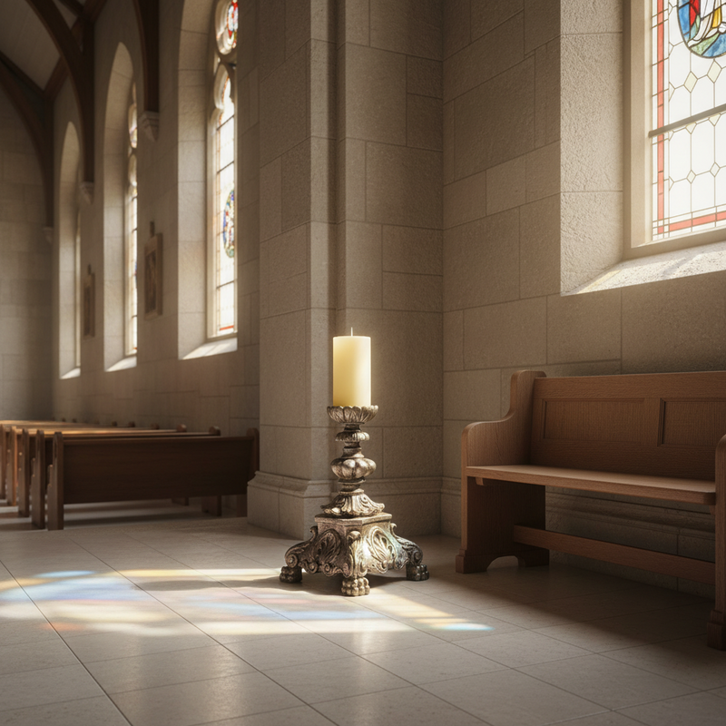 Baroque Religious Candleholder Statue (13-Inch)