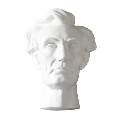 Classical bust sculpture with detailed facial features and stylized hair, inspired by Renaissance and old world European artistry