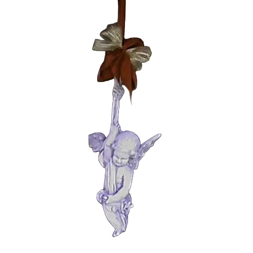 Small Wings cherub wall hook hanging from a looped rope.