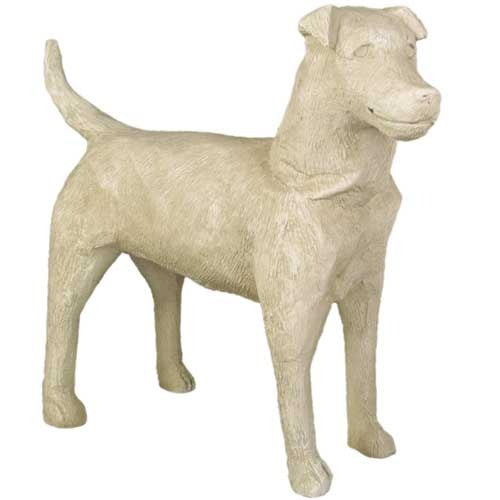Terrier dog statue with classical European style, featuring detailed fur texture and a poised, alert stance.