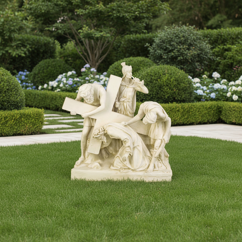 Jesus Falls the First Time Statue (21 - Inch) Side View