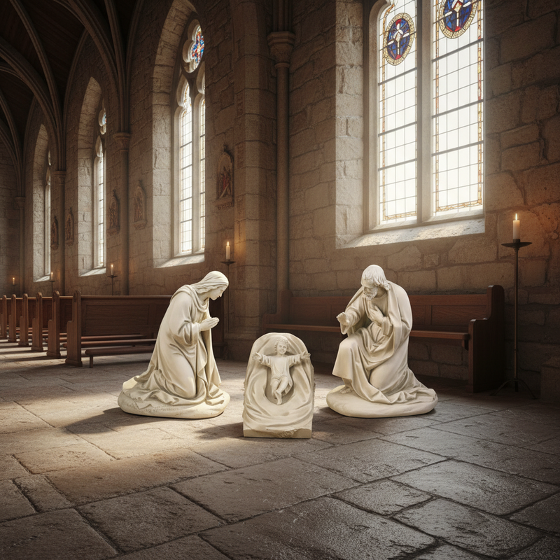 Mary, Joseph, and Baby Jesus in Manger Statue (22-Inch)