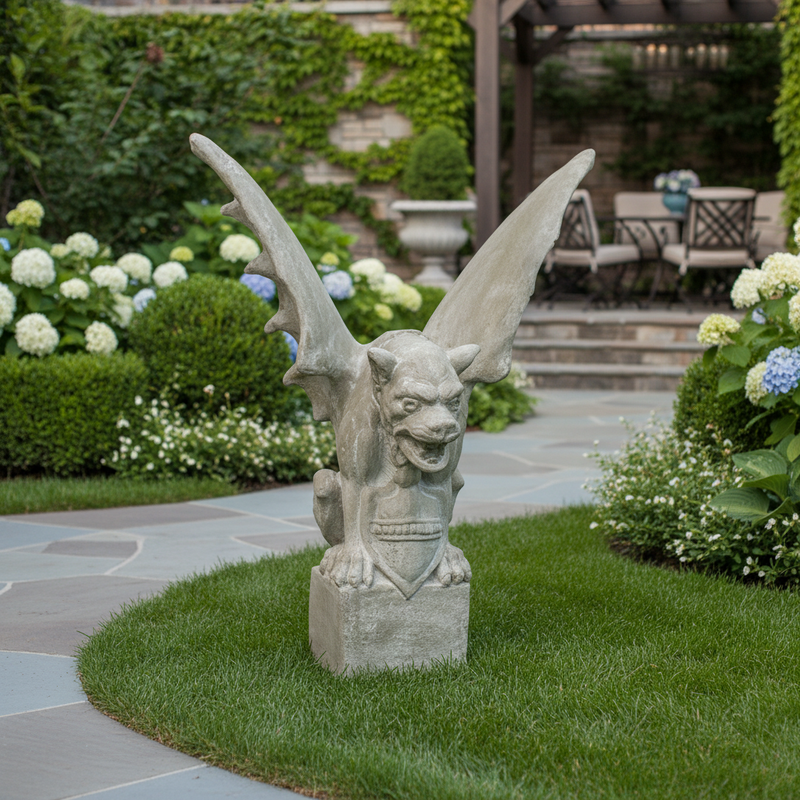 Gargoyle Of Lyon Giant Statue (60 - Inch) Side Angle