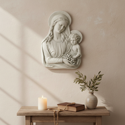 Madonna Eucharist Outdoor Catholic Plaque (13.0 - Inch) Side Angle