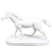 Horse head sculpture with flowing mane, classical European style, detailed features, evokes Renaissance and Baroque artistry. Side View
