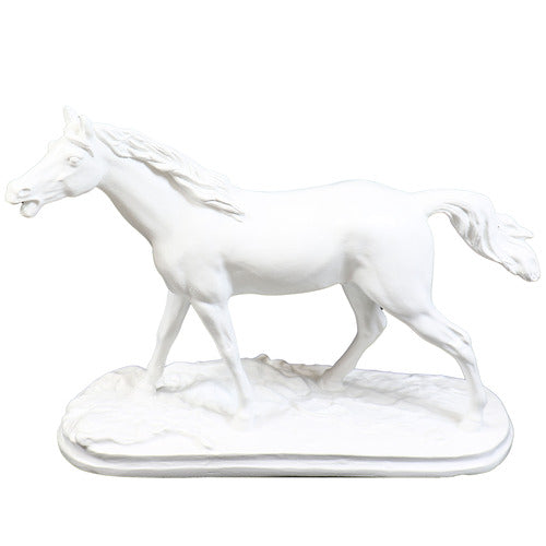Horse head sculpture with flowing mane, classical European style, detailed features, evokes Renaissance and Baroque artistry. Side View