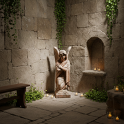 Adoration Angel Crossed Statue (26 - Inch) Side Angle