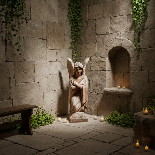 Adoration Angel Crossed Statue (26 - Inch) Side Angle