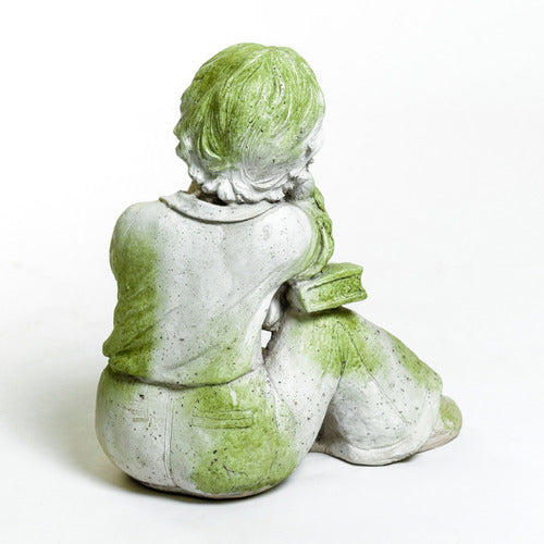Boy W Kitten Book Statue (17 - Inch) Side View