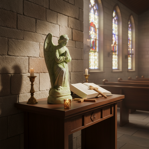 Prayer Angel St. Anne Outdoor Statue (21 - Inch) Side Angle