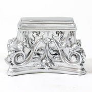 Ornate Baroque pedestal base with intricate scrollwork and classical old world European floral detailing.