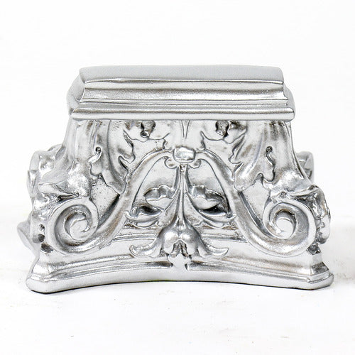 Ornate Baroque pedestal base with intricate scrollwork and classical old world European floral detailing.