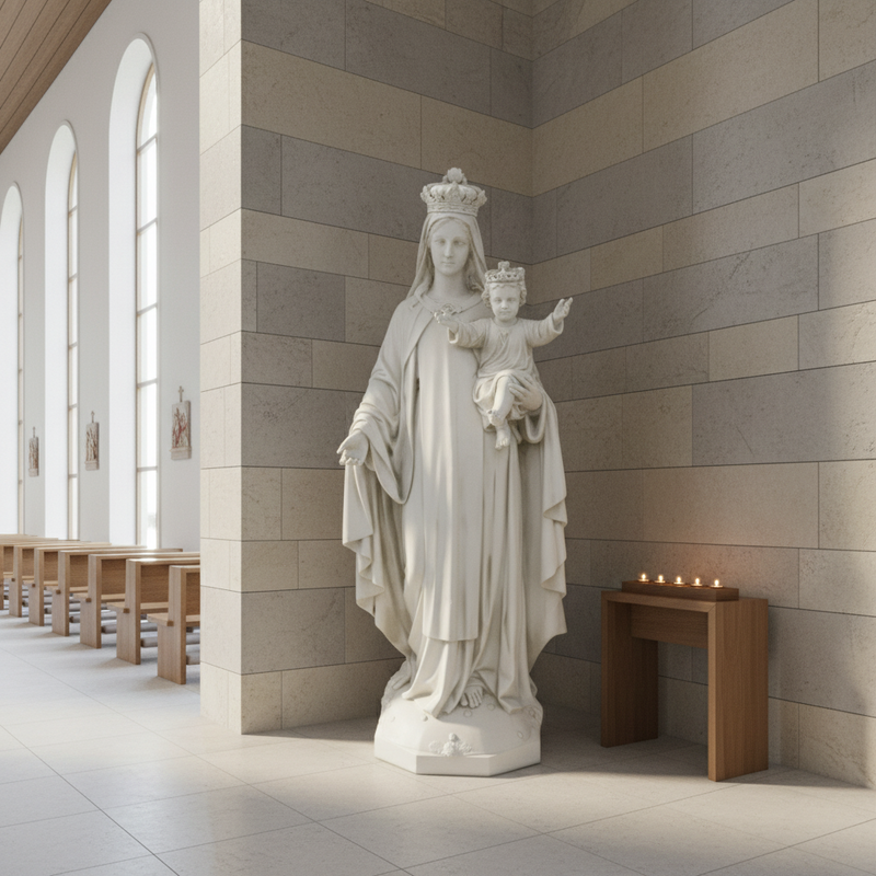 Our Lady of Mount Carmel with Jesus Statue (60 - Inch) Side Angle