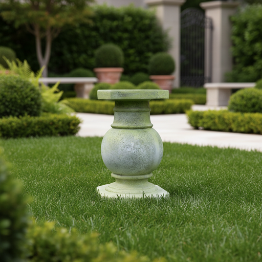 Ball Pediment Outdoor Statue (28.5 - Inch) Side Angle