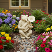 Frog Garden Statue (14 - Inch) Side Angle