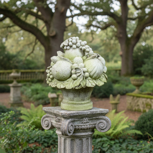 Carved Fruit Outdoor Statue (14 - Inch) Side Angle
