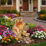 Laidman Dog Garden Statue (8 - Inch) Side Angle
