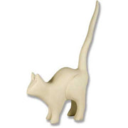 Cat sculpture with elongated tail, minimalist form, and subtle old world European influence in a classical, stylized pose.