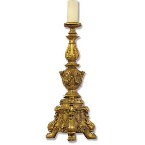 Ornate Religious Candleholder Statue (33-Inch)