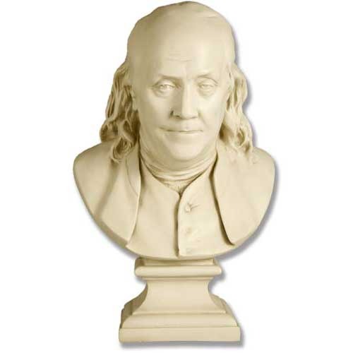 Classical old world European bust of a man with long hair and formal attire, featuring ornate Renaissance-inspired detailing.