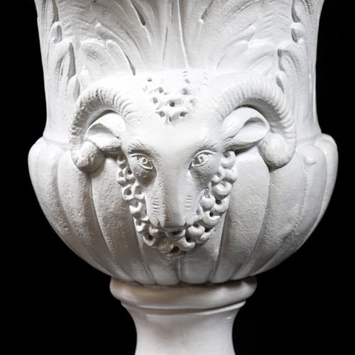 Ram Head Urn (2 Sides) 29 H Outdoor/Indoor Statue