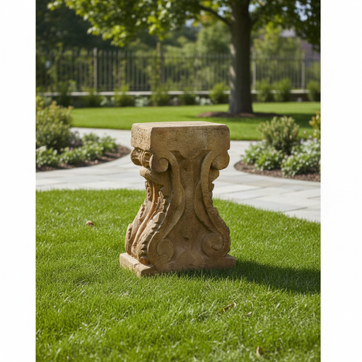 Stone Table Base Outdoor Statue (29 - Inch) Side Angle