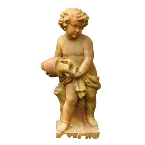 Cherub holding Jug on Tree Stump base Outdoor Statue (38 - Inch)