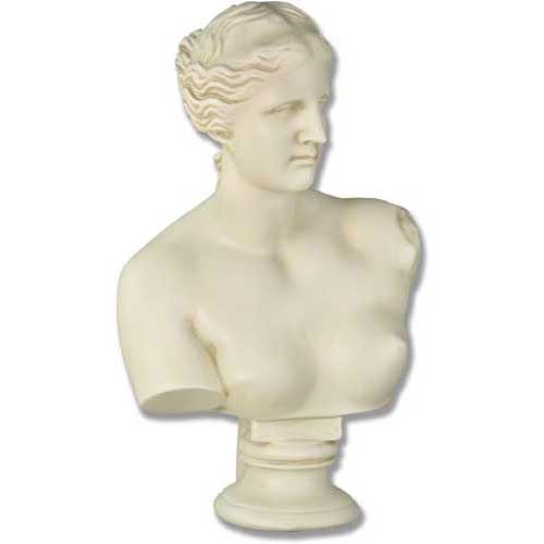 Classical Greek-style female bust with ornate detailing, inspired by Renaissance sculpture, featuring elegant, serene facial features.