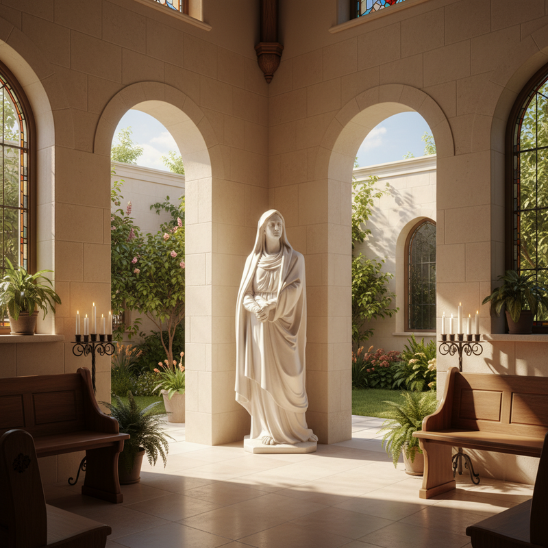 Our Lady of Sorrow Religious Mary Statue (65 - Inch) Side Angle