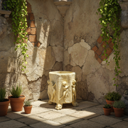 Round planter with Dancing Cherubs Outdoor Statue (18 - Inch) Side Angle