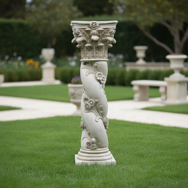 Twisted Rose Pedestal Statue Bf (48 - Inch) Side Angle