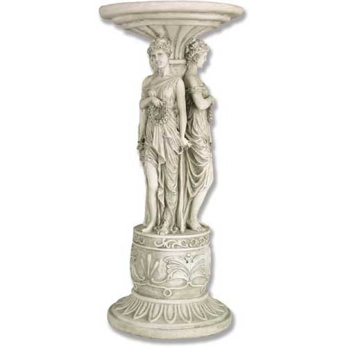 Classical pedestal table featuring three ornate, draped female figures in an old world European, Renaissance-inspired design.