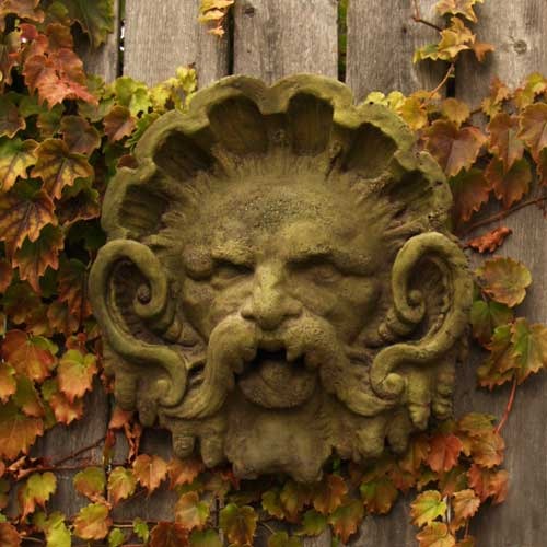 Neptune Mask Gothic Outdoor Statue (12-Inch)