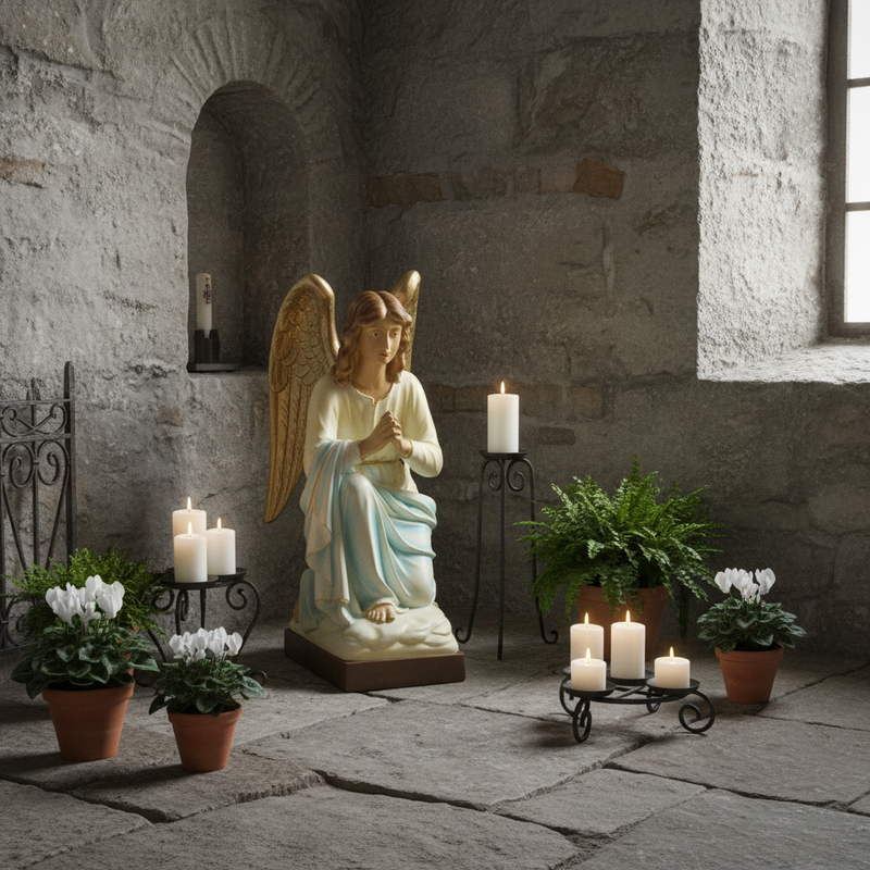 Kneeling Ange Outdoor Statue (26-Inch)