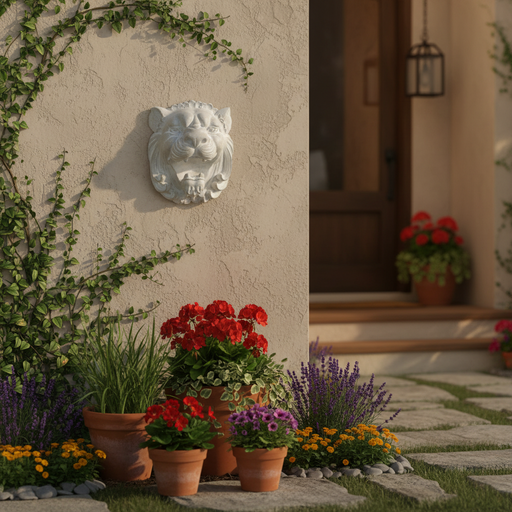 Lion Garden Statue (8 - Inch) Side Angle