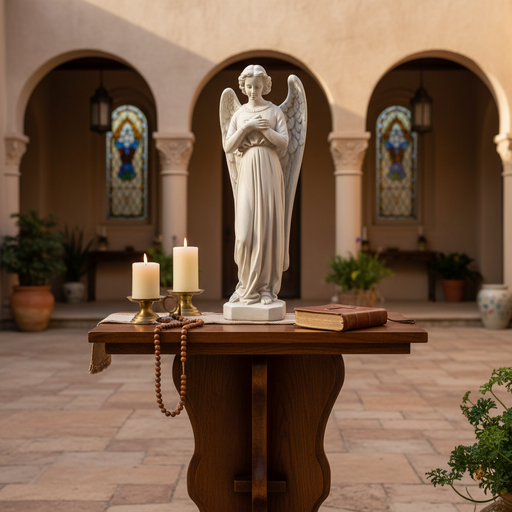 Prayer Angel Outdoor Statue (25 - Inch) Side Angle