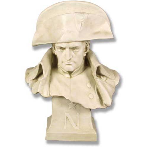 Napoleon Bonaparte bust in classical old world European style with ornate military uniform and bicorne hat, Renaissance-inspired detailing