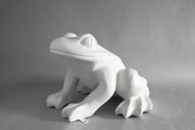 Frog sculpture with smooth, rounded features in an old world European style, evoking classical and Renaissance influences. Different Angle